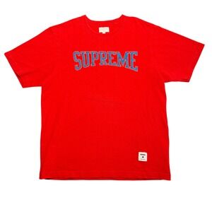 Supreme Red Arched Logo Premium T-Shirt Mens Size M Short Sleeve